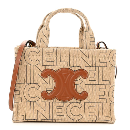 Celine Canvas Calfskin All Over Print Small Cabas Thais Natural Tan 1 of 10