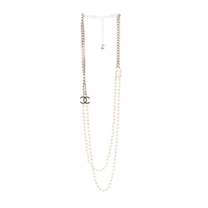 Chanel Pearl Chain CC Long Necklace Gold 2 of 6