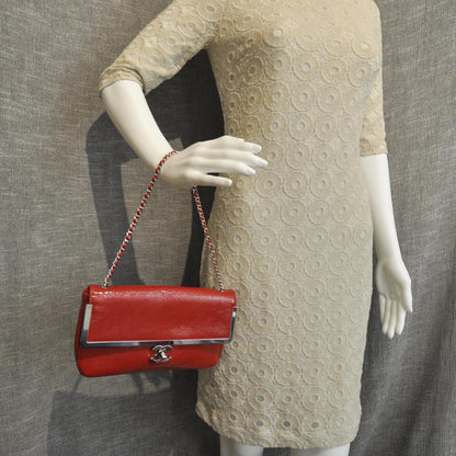 Chanel Patent Frame Flap Bag Red 2 of 9