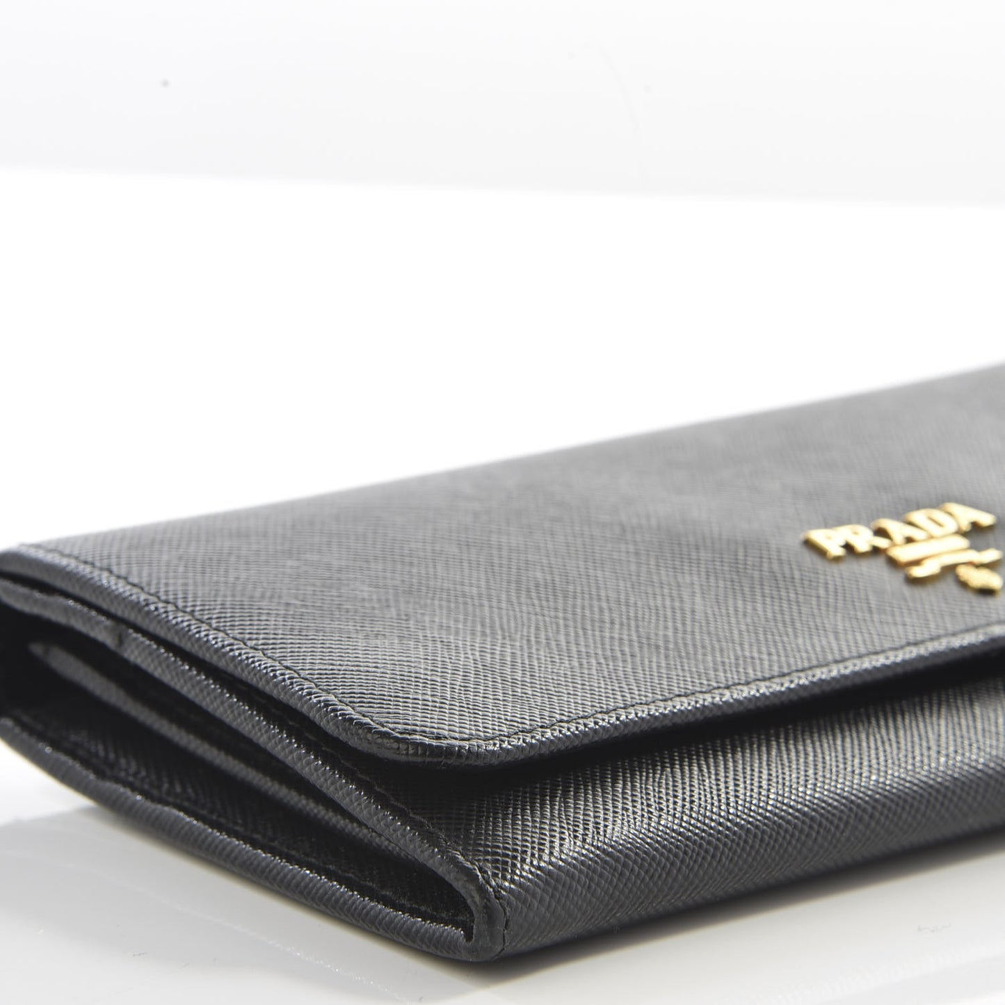 Saffiano Metal Continental Flap Wallet Black