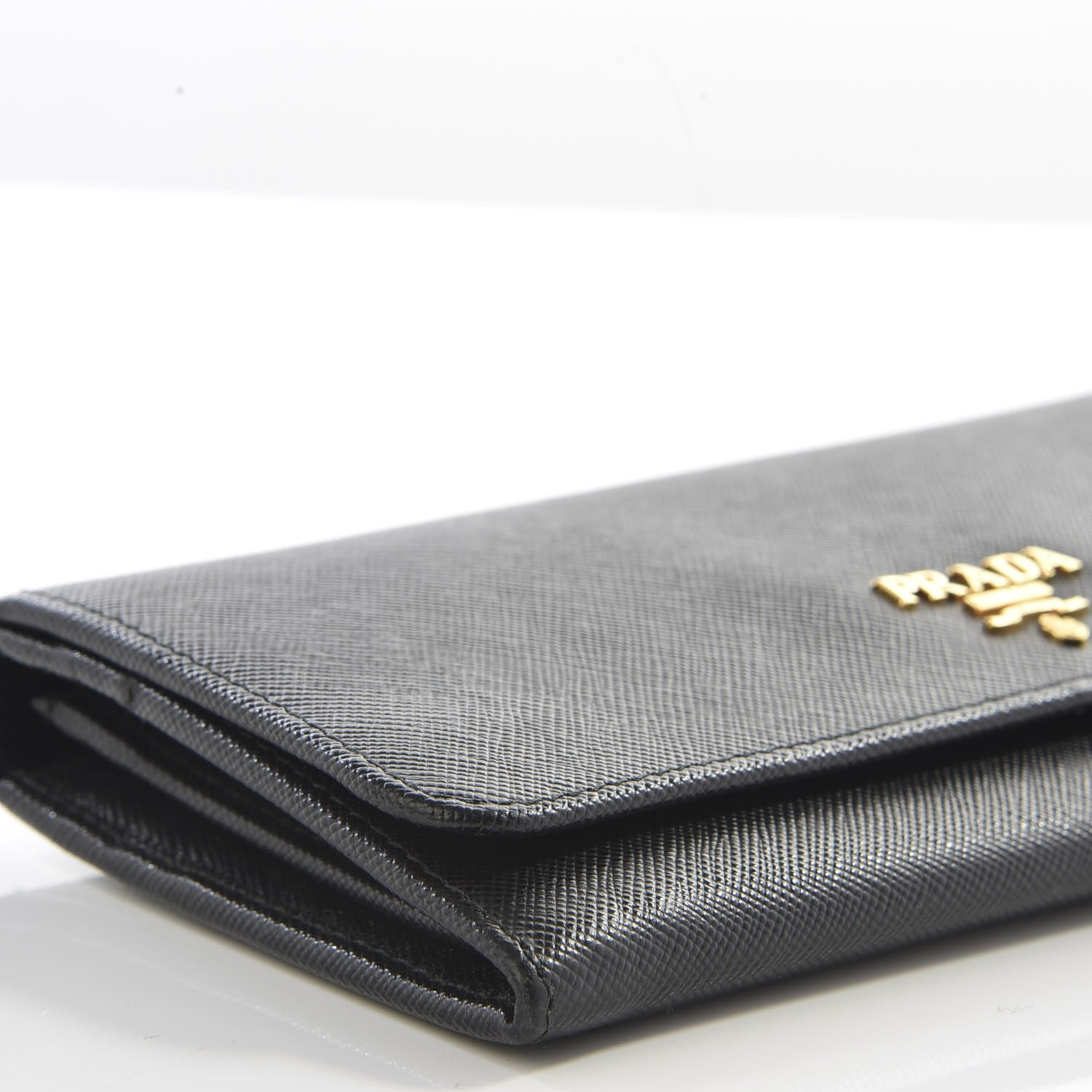 Prada Saffiano Metal Continental Flap Wallet Black 5 of 7