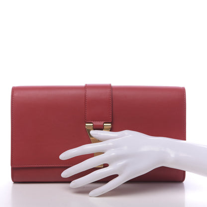 Saint Laurent Calfskin Classic Y Ligne Clutch Red 2 of 11