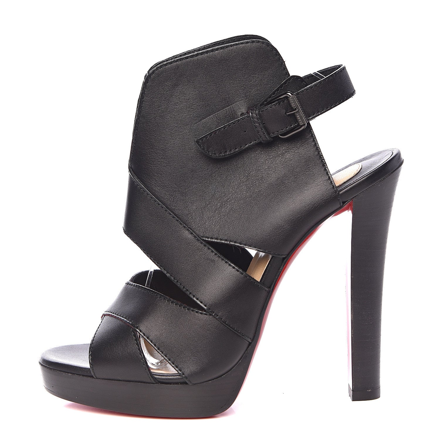 Christian Louboutin Calfskin Apron Lili 120 Pumps 39 Black 1 of 11