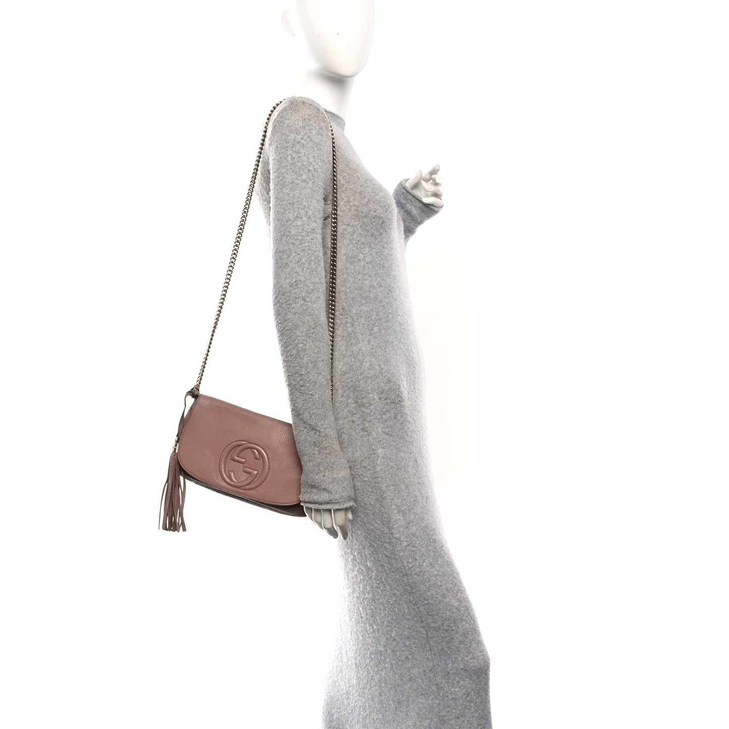 Pebbled Calfskin Medium Soho Flap Crossbody Pale Pink
