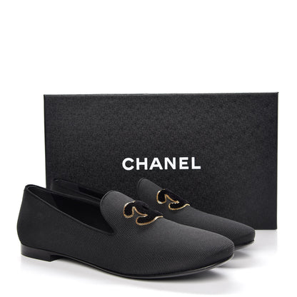 Chanel Stretch Fabric CC Moccasin Loafers 38 Black 9 of 9