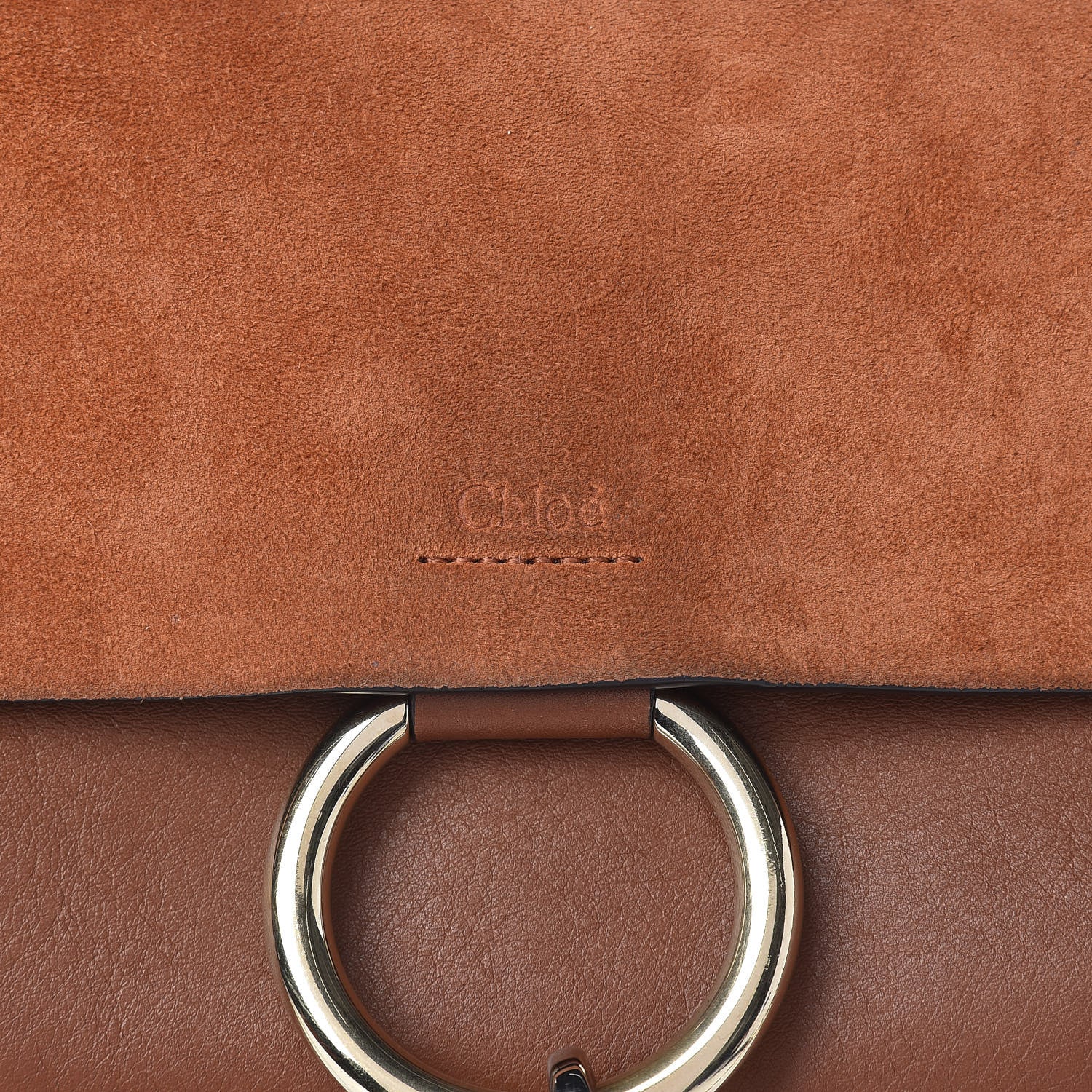 Chloe Suede Calfskin Small Faye Shoulder Bag Tobacco 14 of 14
