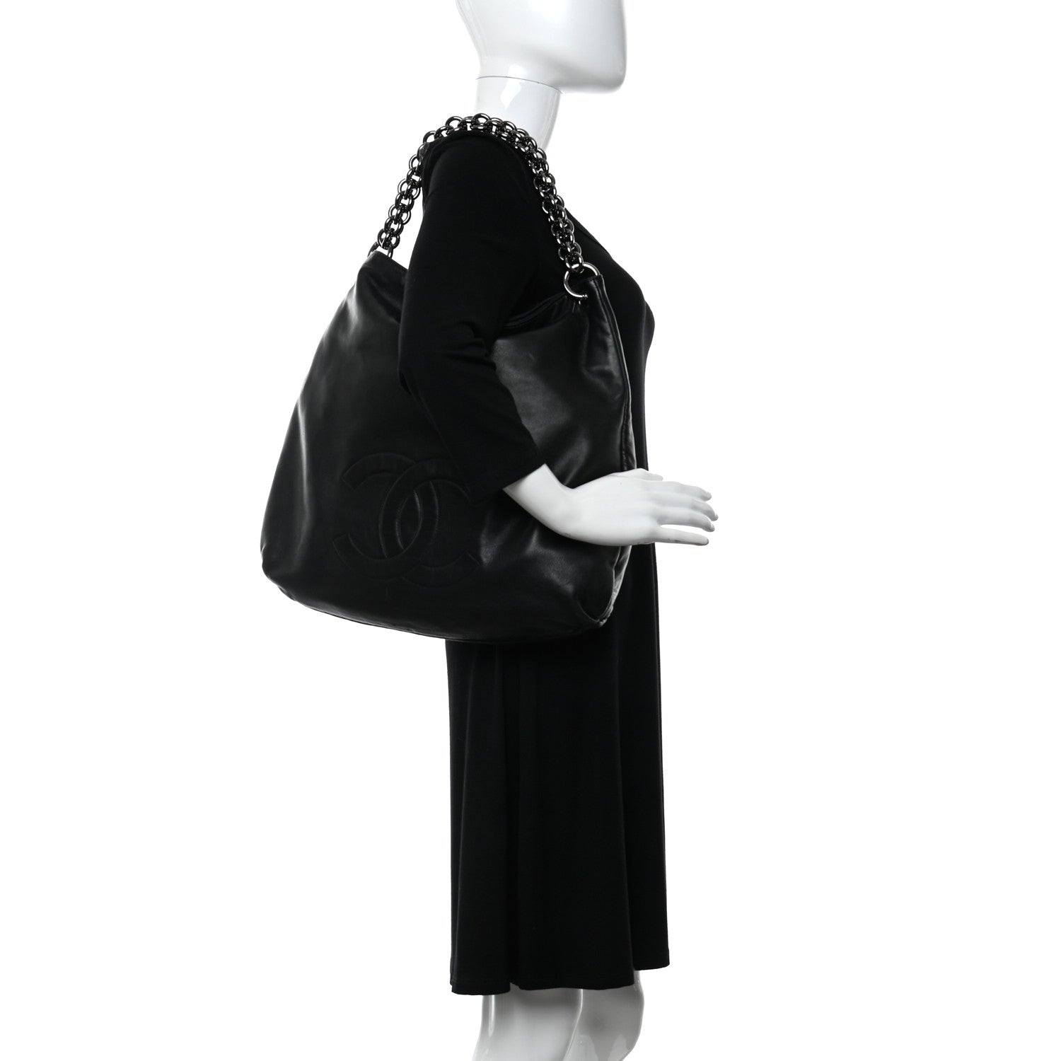 Chanel Lambskin Large Soft and Chain Hobo Black 3 of 12
