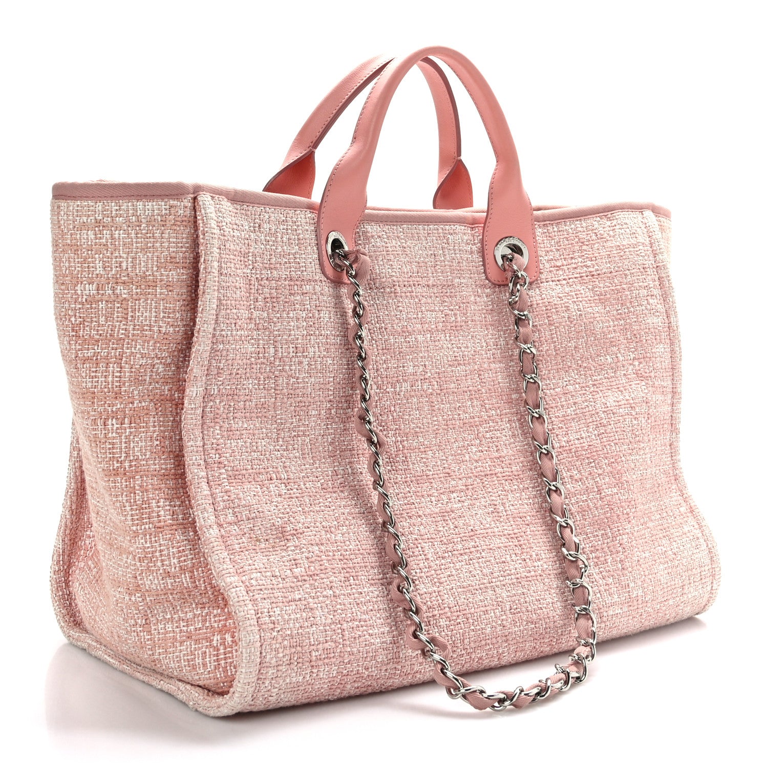 Chanel Straw Lurex Large Deauville Tote Pink 3 of 9