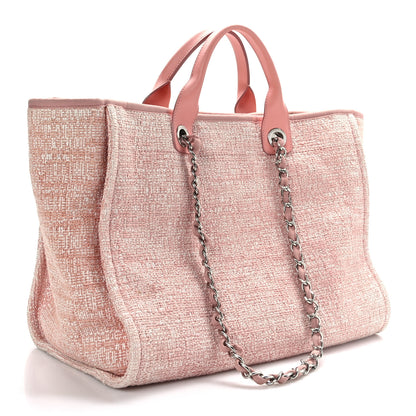 Chanel Straw Lurex Large Deauville Tote Pink 3 of 9