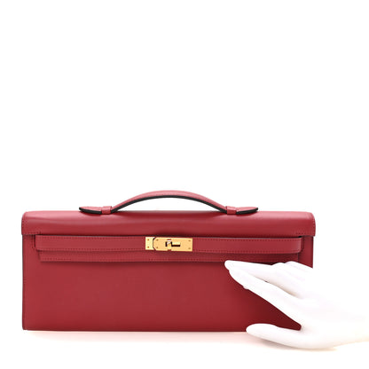 Hermes Swift Kelly Cut Clutch Pochette Rouge Grenat 2 of 8