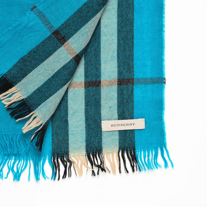 Burberry Giant Check Fringe Scarf Blue 4 of 4