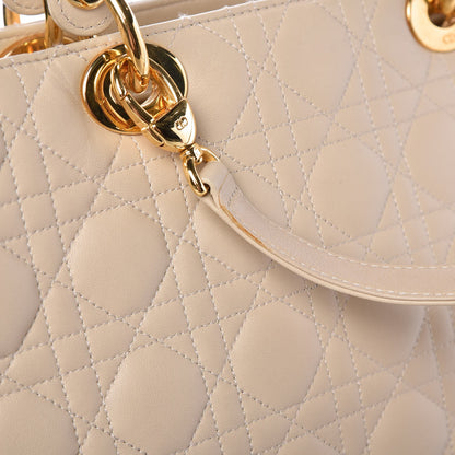 Christian Dior Lambskin Cannage Large Lady Dior Beige 10 of 16