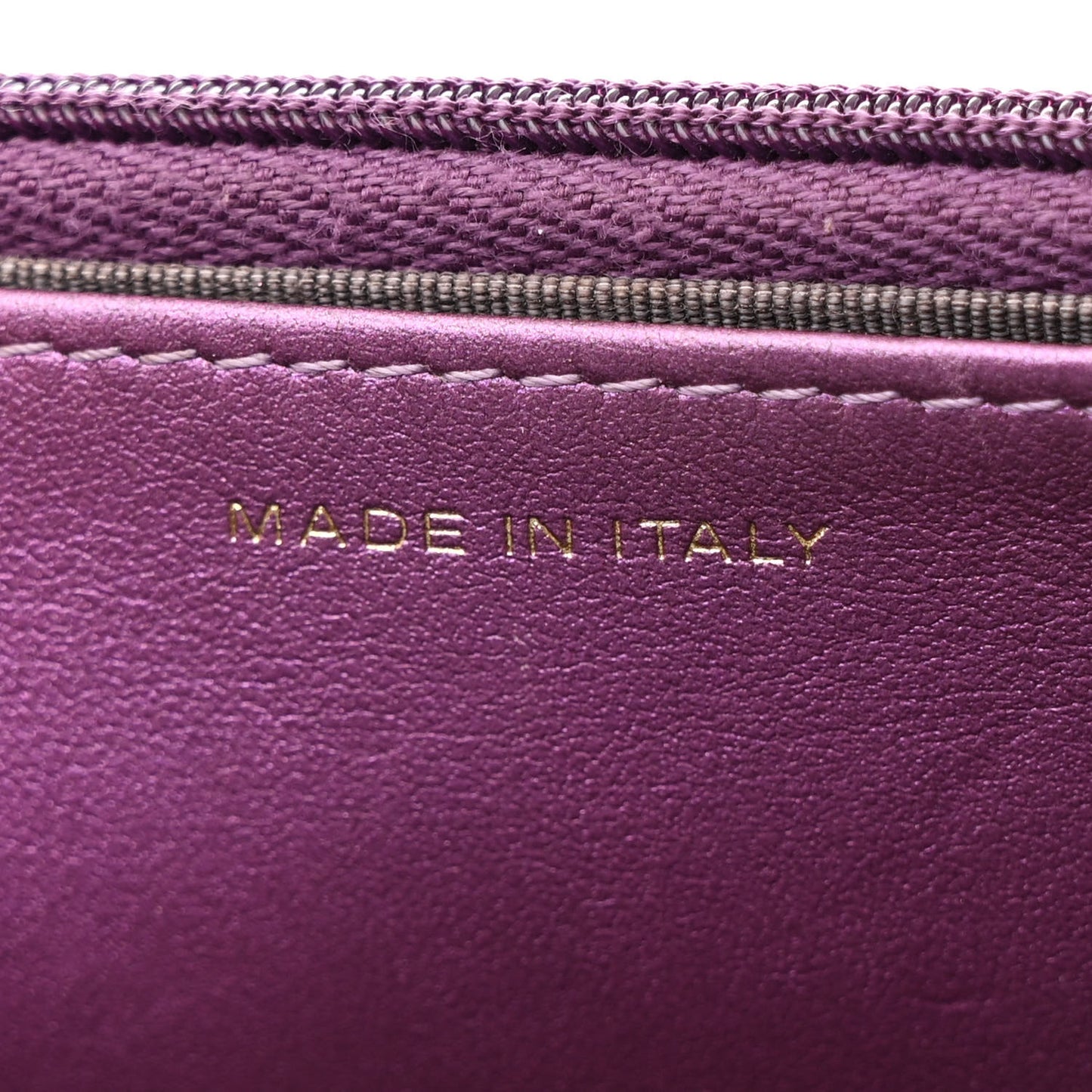 Iridescent Lambskin Quilted Wallet On Chain WOC Purple