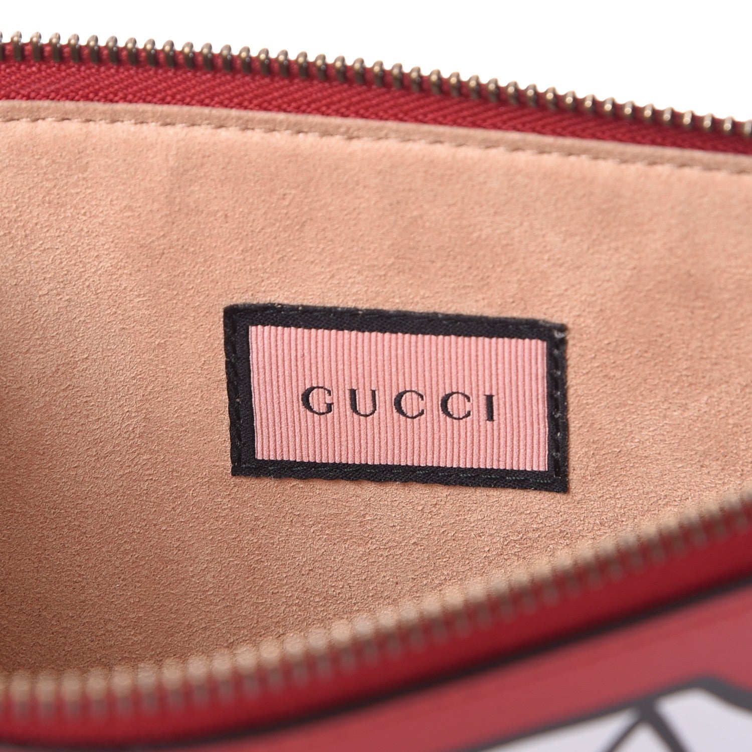Gucci Calfskin GucciGhost Print Pouch Hibiscus Red 6 of 10