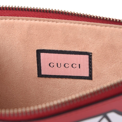 Gucci Calfskin GucciGhost Print Pouch Hibiscus Red 6 of 10