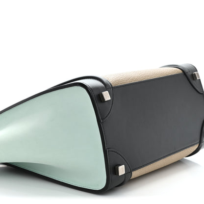 Celine Bullhide Drummed Calfskin Micro Tri-Color Luggage Antarctic 7 of 13