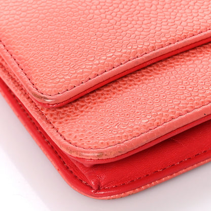 Chanel Caviar Timeless CC Wallet On Chain WOC Coral 9 of 12