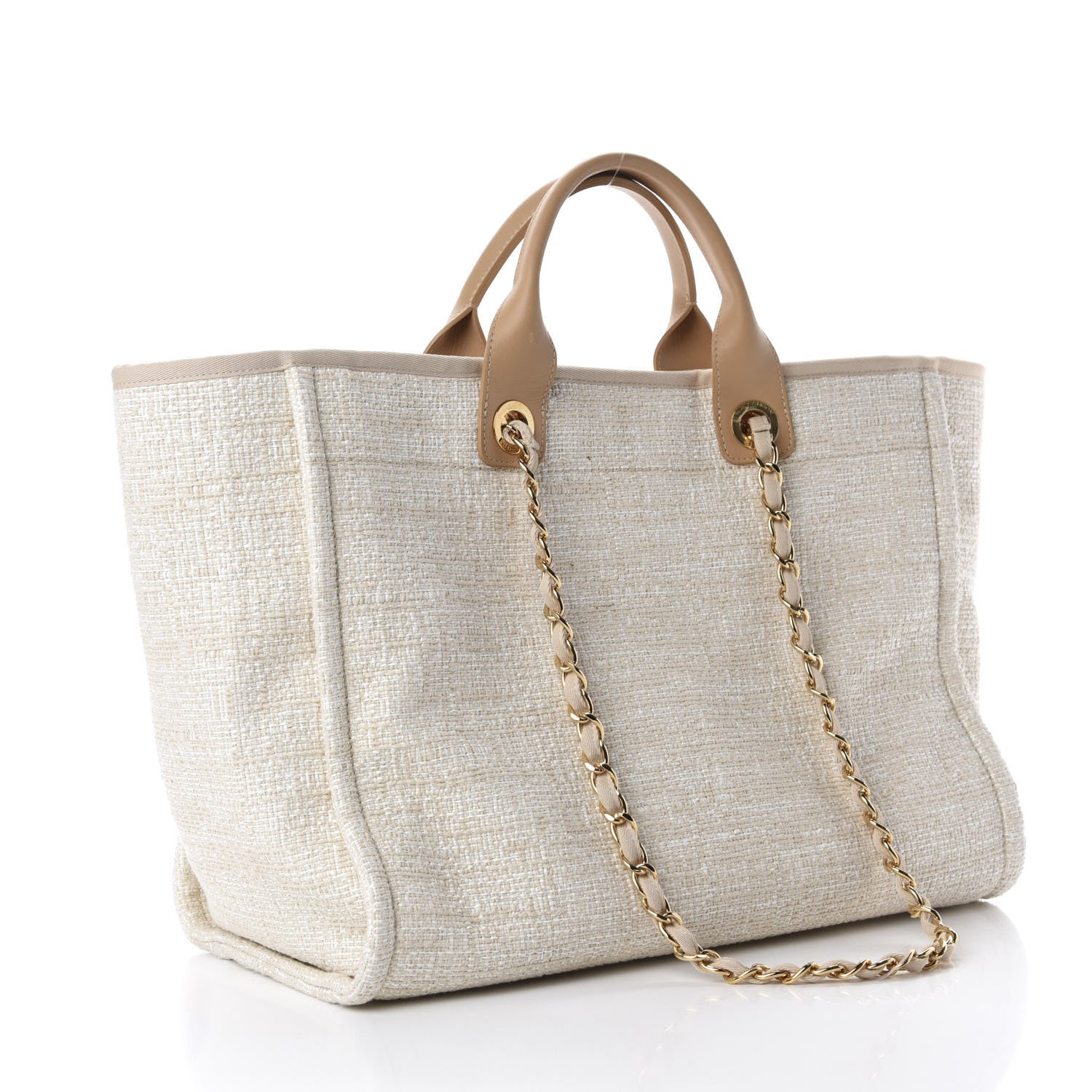 Chanel Mixed Fibers Calfskin Medium Deauville Tote Light Beige 4 of 12