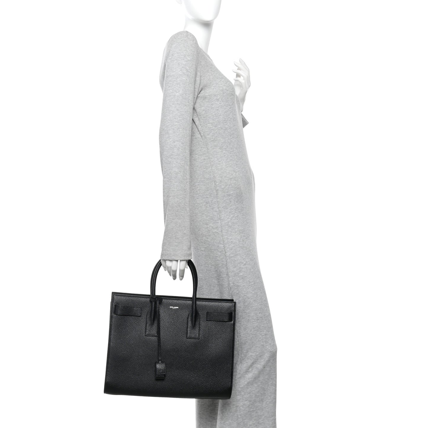 Grained Calfskin Large Sac De Jour Black