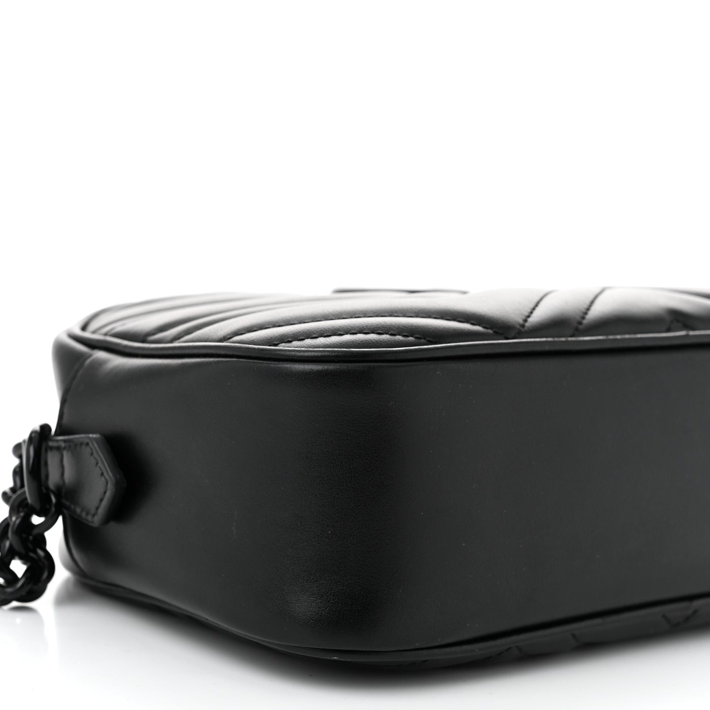 Calfskin Matelasse Monochrome Small GG Marmont Chain Shoulder Bag Black