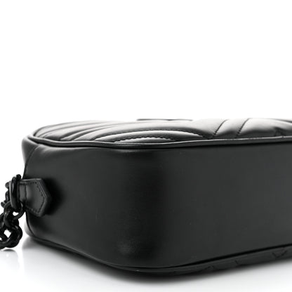 Gucci Calfskin Matelasse Monochrome Small GG Marmont Chain Shoulder Bag Black 9 of 10