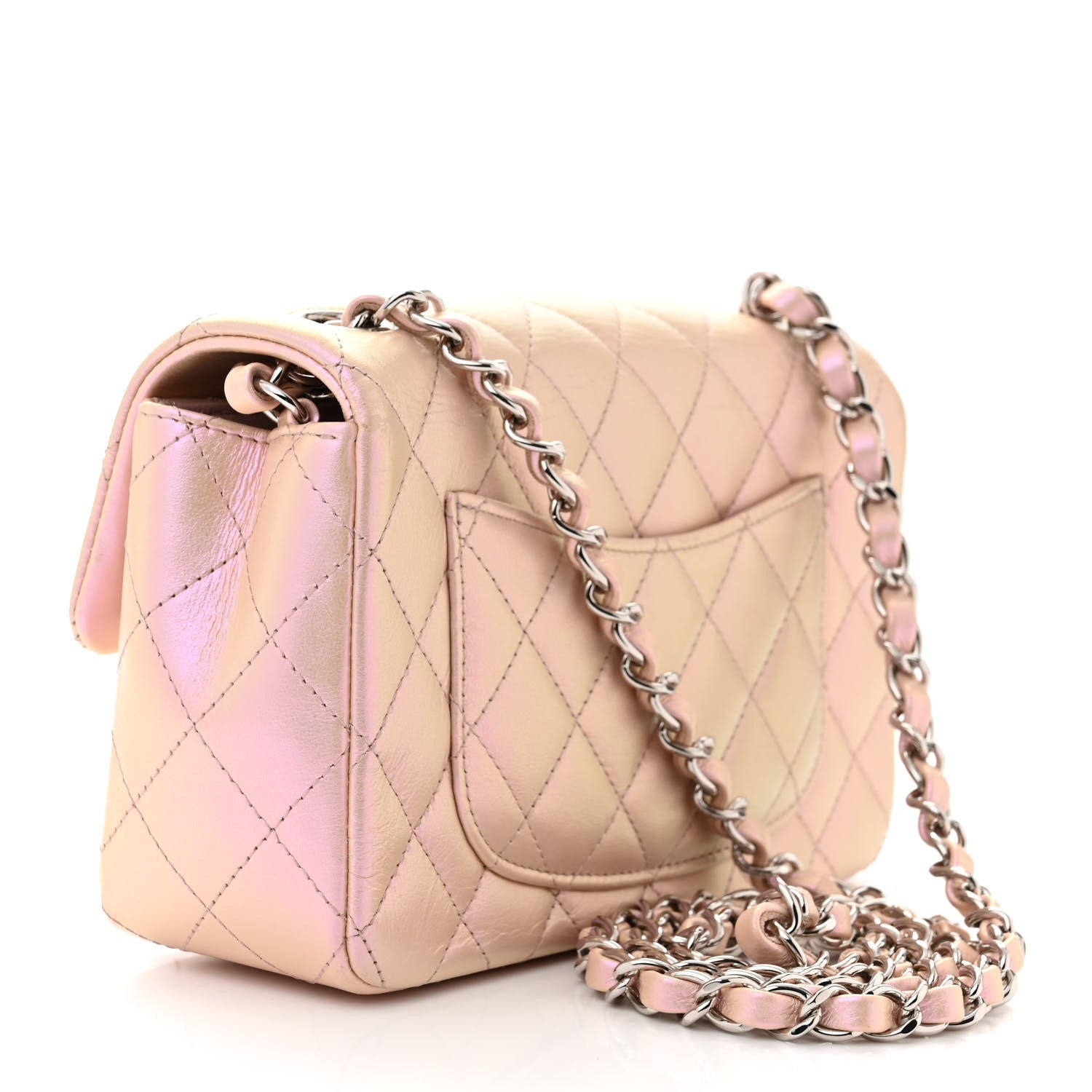 Chanel Iridescent Calfskin Quilted Mini Rectangular Flap Pink 3 of 11