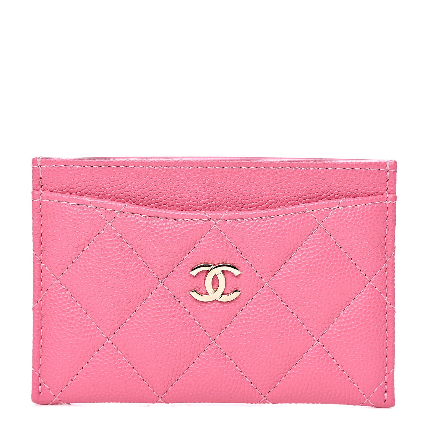 Caviar Quilted Card Holder Pink
