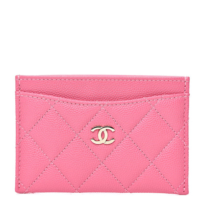 Chanel Caviar Quilted Card Holder Pink 1 of 9