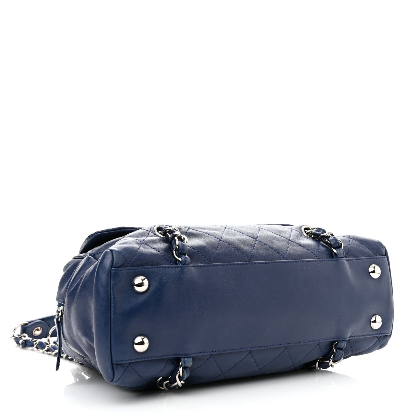 Lambskin Quilted Medium Chain Around Tote Blue