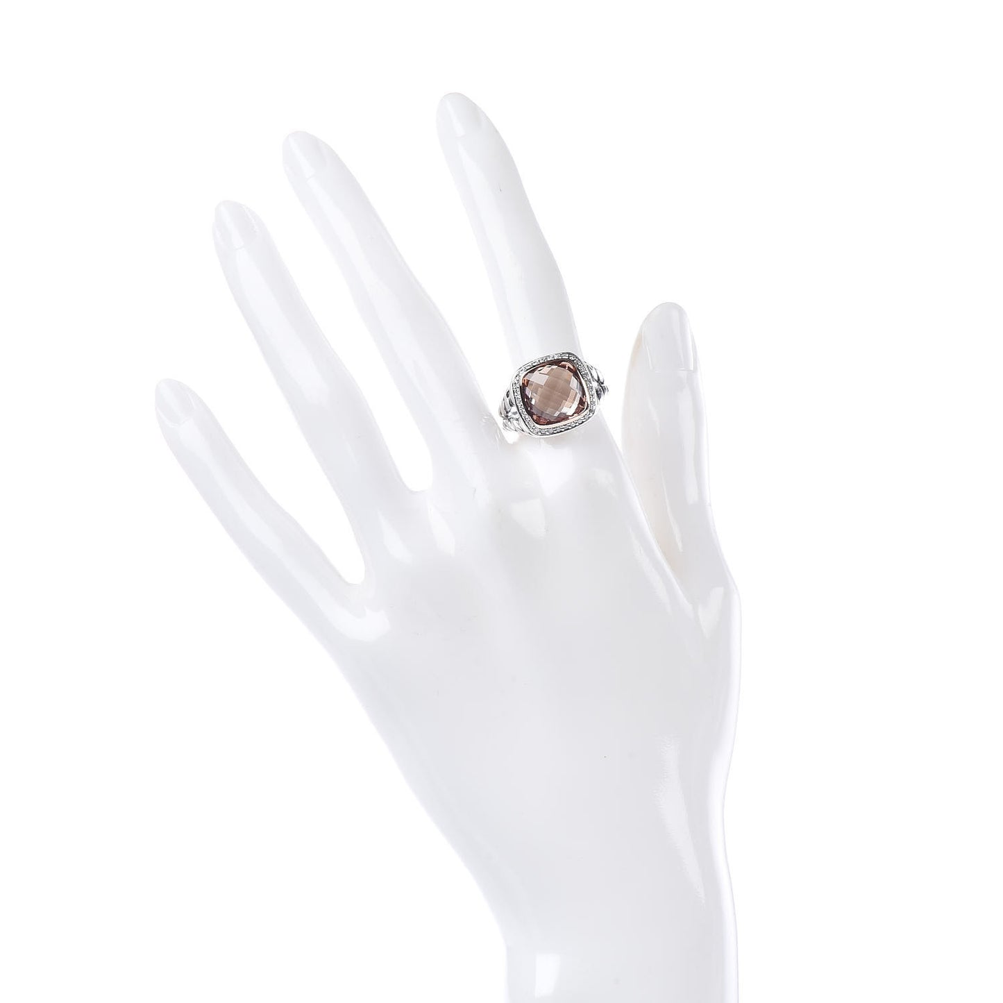 Sterling Silver 18K Rose Gold Diamond Morganite 11mm Albion Ring 54 6.75