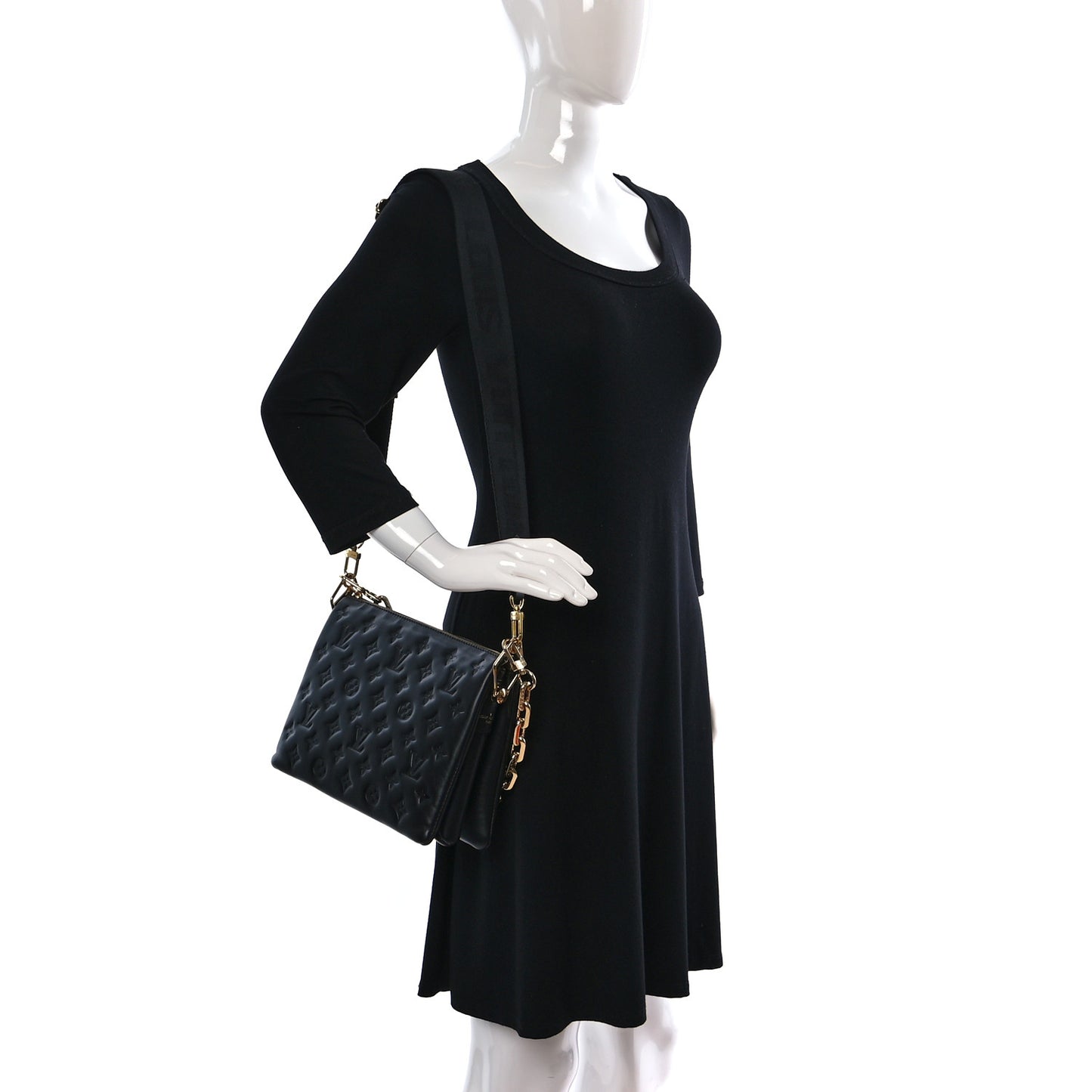 Lambskin Embossed Monogram Coussin PM Black