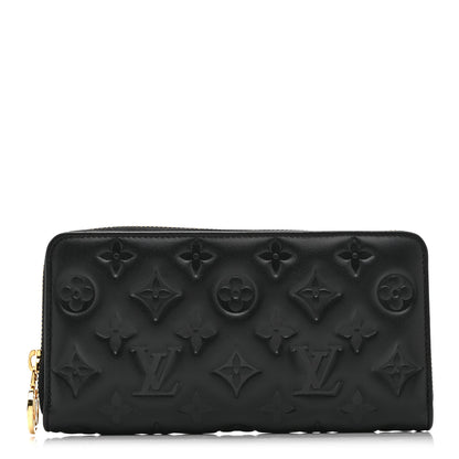 Louis Vuitton Lambskin Embossed Monogram Coussin Zippy Wallet Black 1 of 6