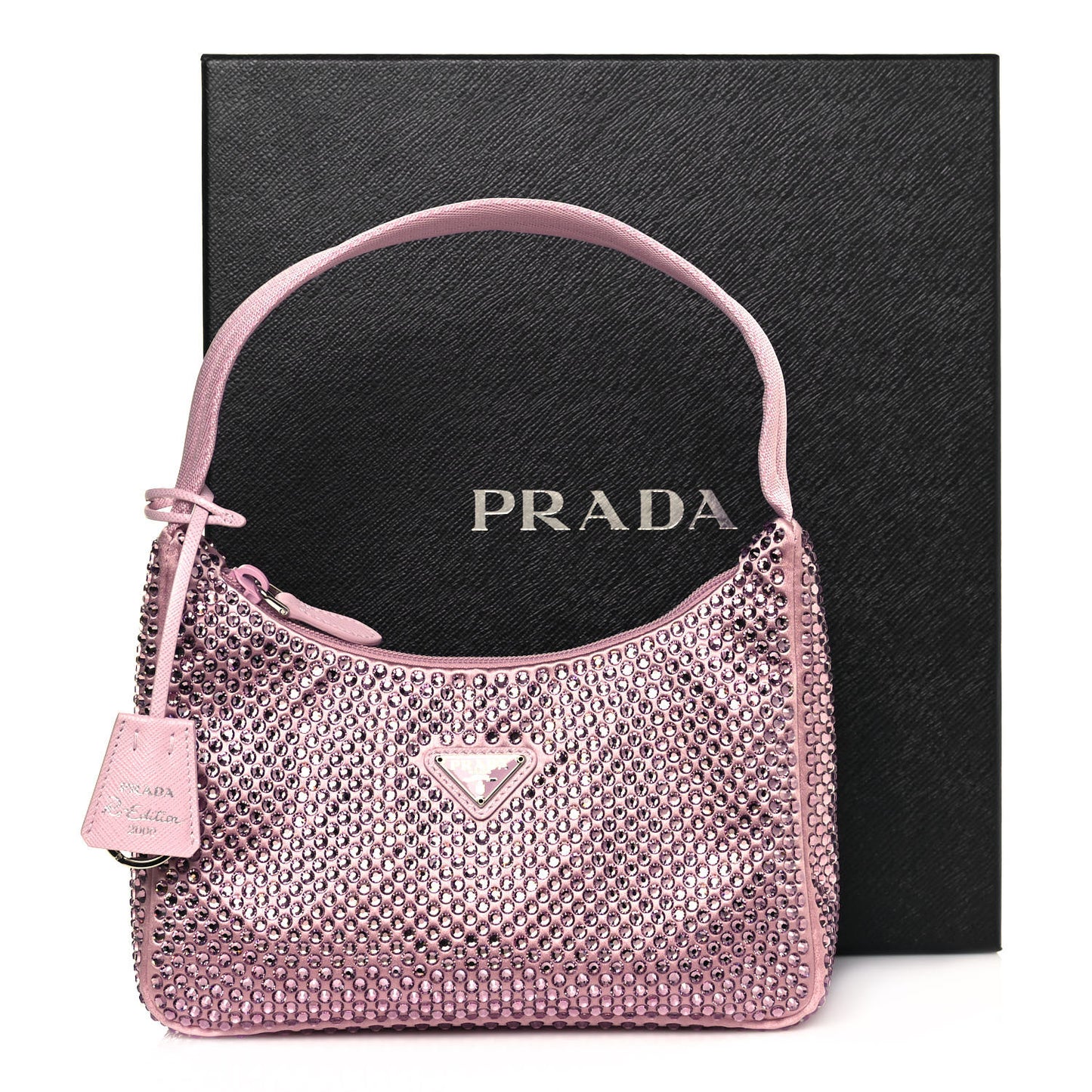 Satin Crystal Mini Re-Edition 2000 Bag Alabastro