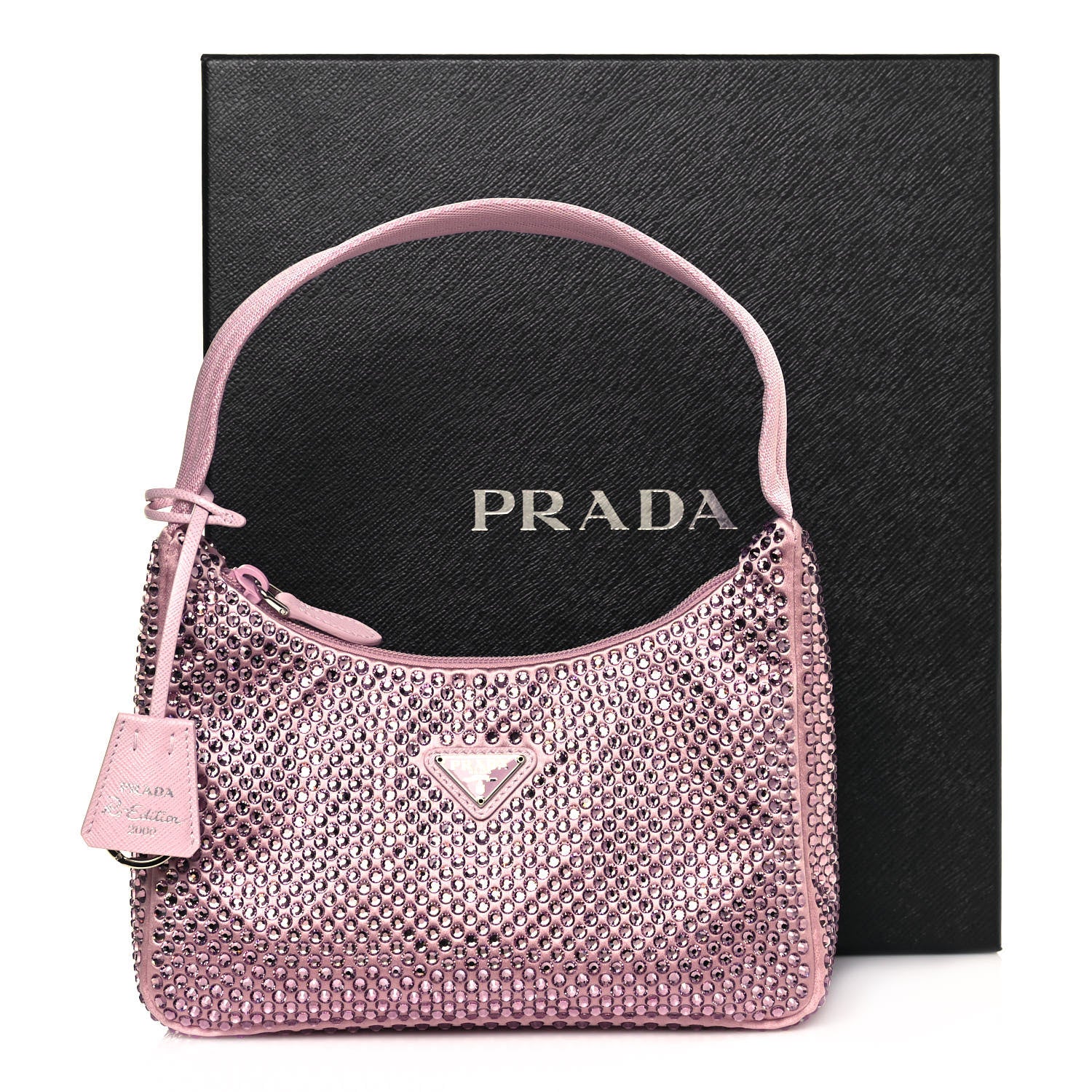Prada Satin Crystal Mini Re-Edition 2000 Bag Alabastro 12 of 12
