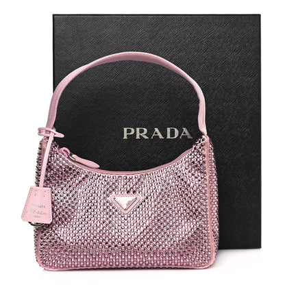 Prada Satin Crystal Mini Re-Edition 2000 Bag Alabastro 12 of 12