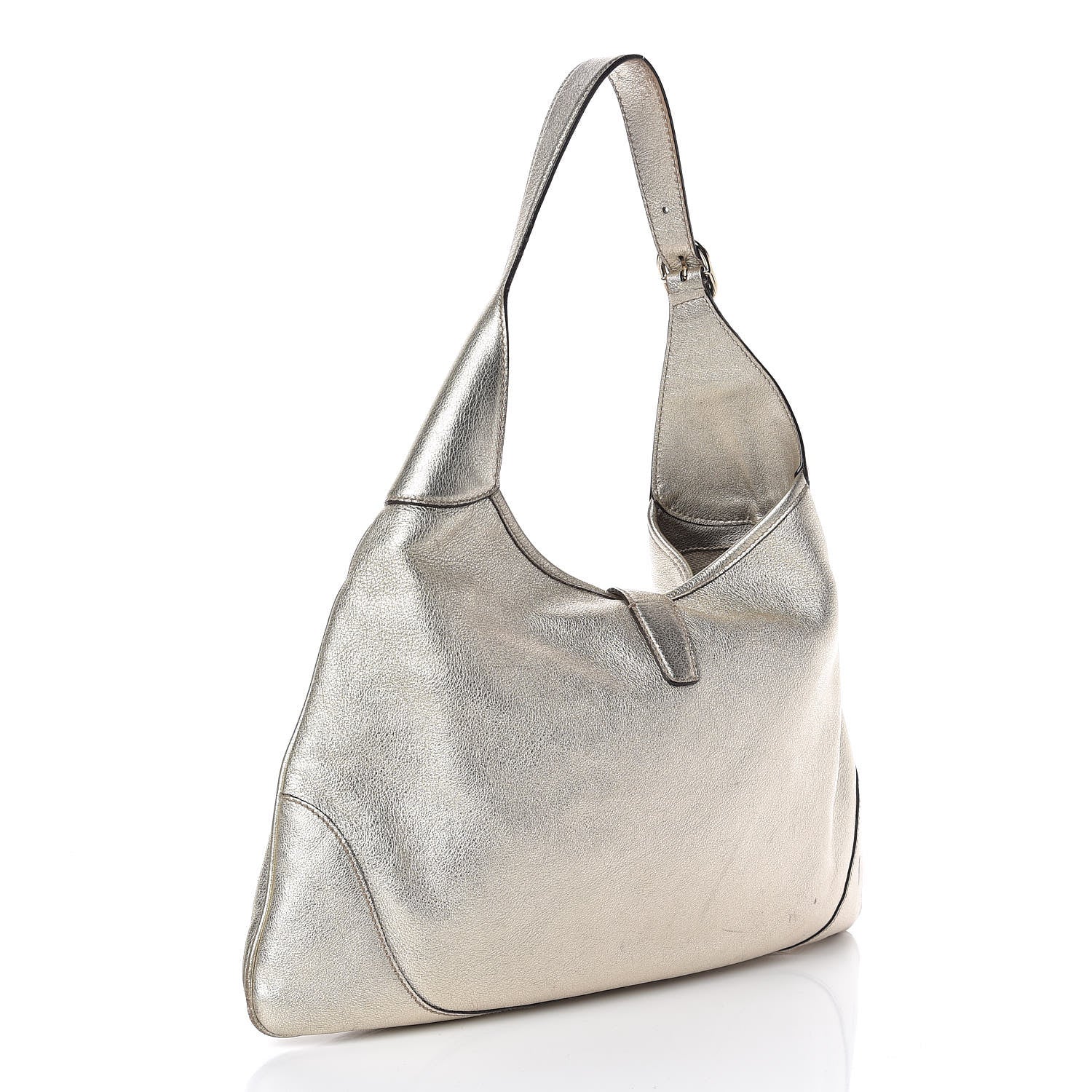 Gucci Metallic Calfskin Web Medium Jackie O Bouvier Hobo Gold 3 of 15