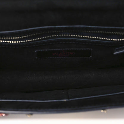 Valentino Garavani Vitello Crystal Loveblade Embellished Medium Glam Lock Rockstud Flap Black 5 of 12