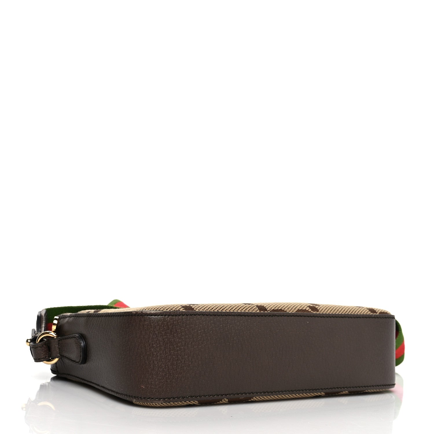 Gucci Monogram Jumbo GG Textured Dollar Calfskin Web Messenger Shoulder Bag Camel Ebony New Acero 4 of 15