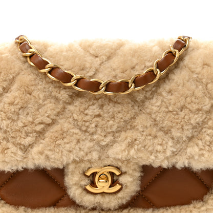 Chanel Shearling Lambskin Quilted Mini Furry Coco Flap Beige Brown 9 of 11