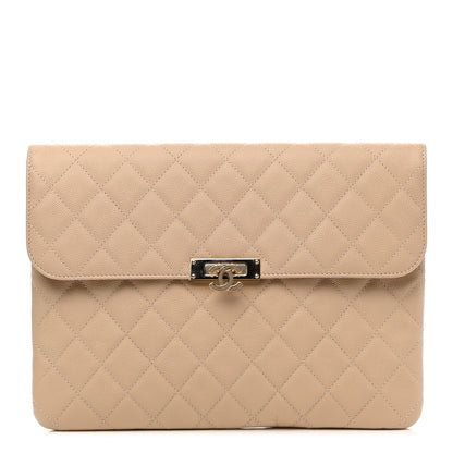 Chanel Caviar Quilted Medium Golden Class Pouch Beige 1 of 9