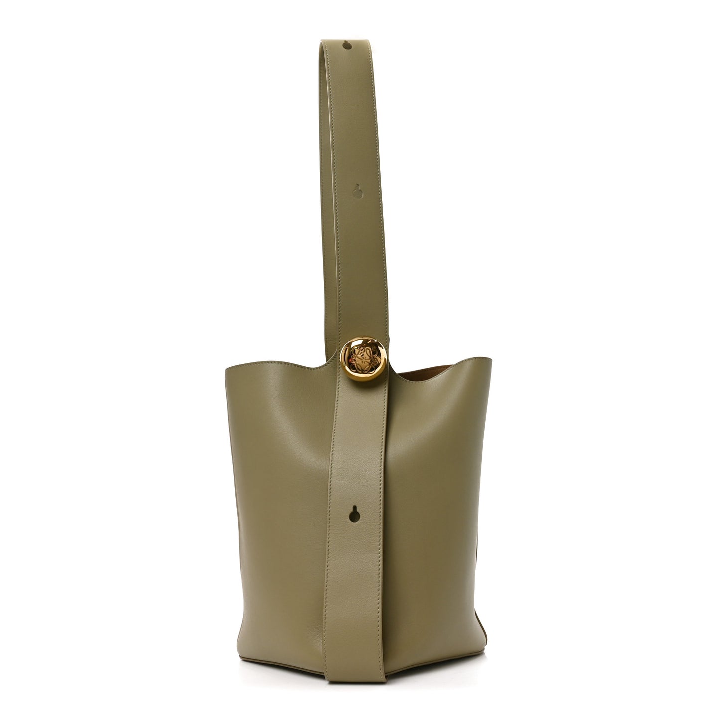 Smooth Calfskin Medium Pebble Bucket Bag Eucalyptus