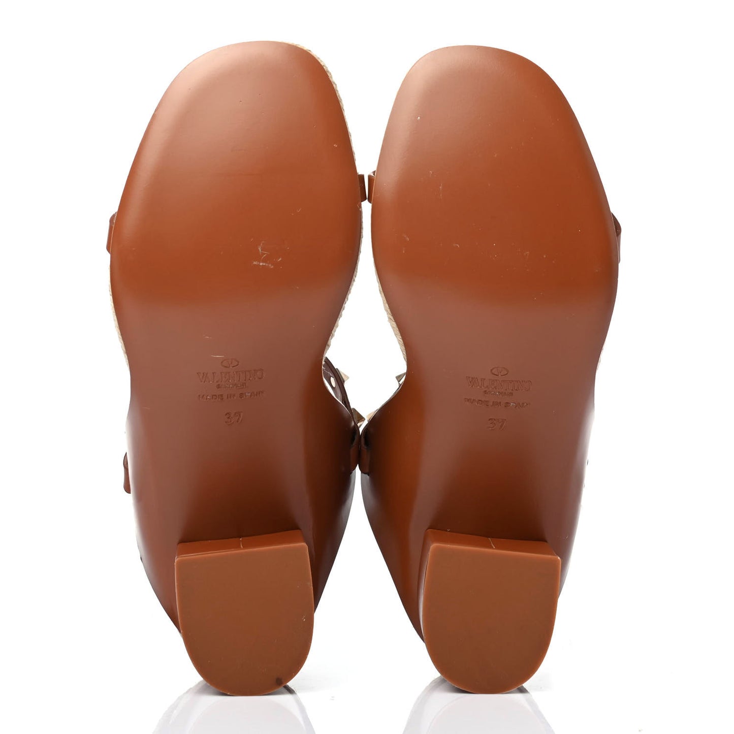Calfskin Rockstud Ankle Strap Espadrille 10/60mm Sandals 37 Selleria