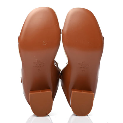 Valentino Garavani Calfskin Rockstud Ankle Strap Espadrille 10/60mm Sandals 37 Selleria 4 of 4