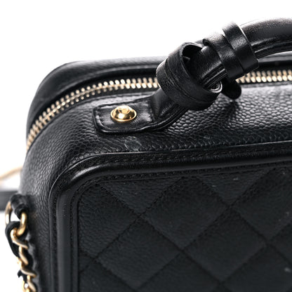 Chanel Caviar Quilted Small CC Filigree Vanity Case Black 24 of 28