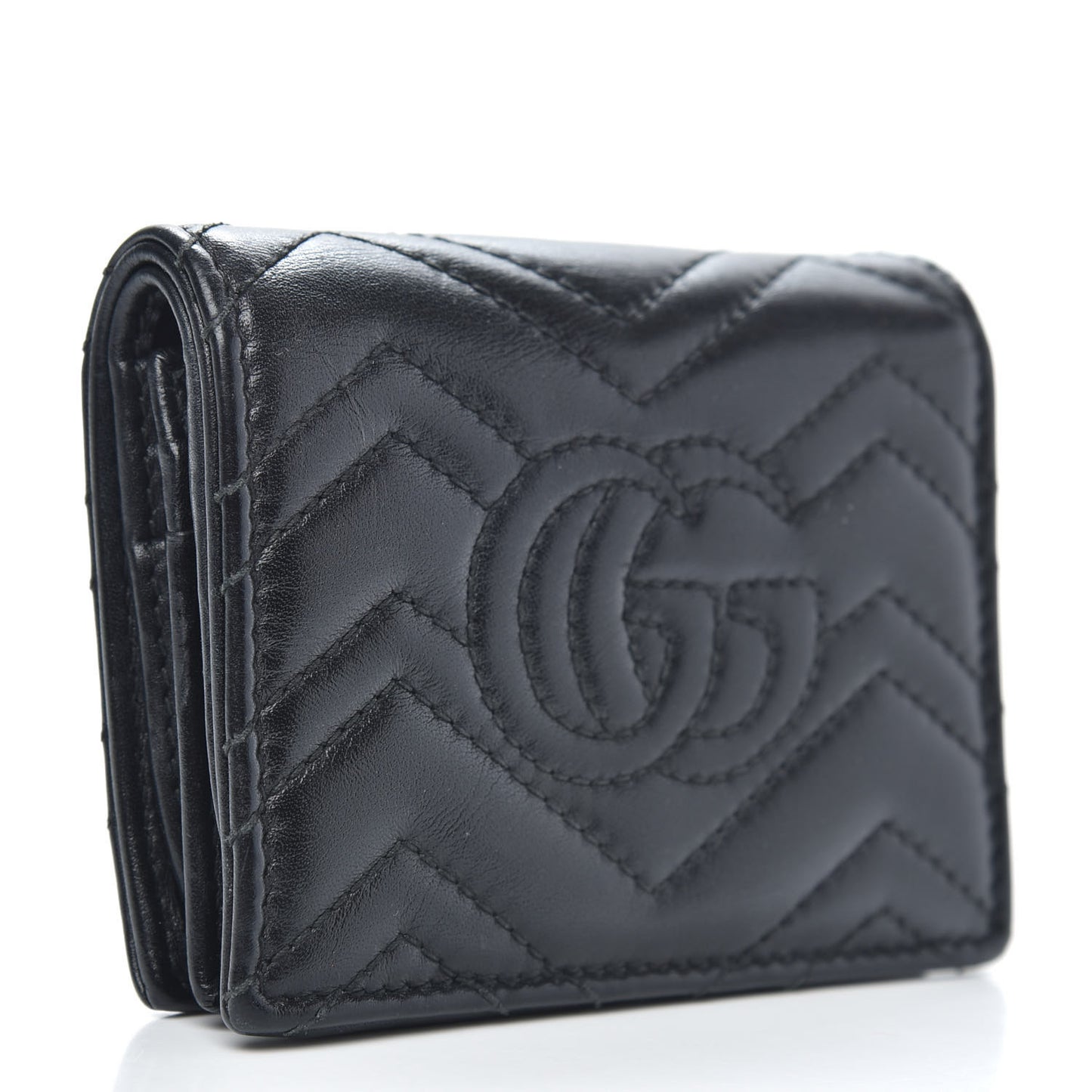 Calfskin Matelasse GG Marmont Card Case Wallet Black