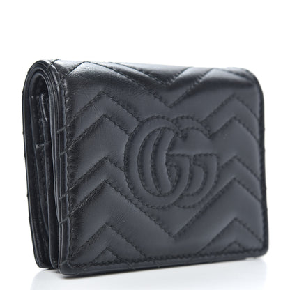 Gucci Calfskin Matelasse GG Marmont Card Case Wallet Black 3 of 9