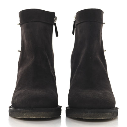 Chanel Suede CC Turnlock Ankle Boots 37.5 Brown 3 of 11