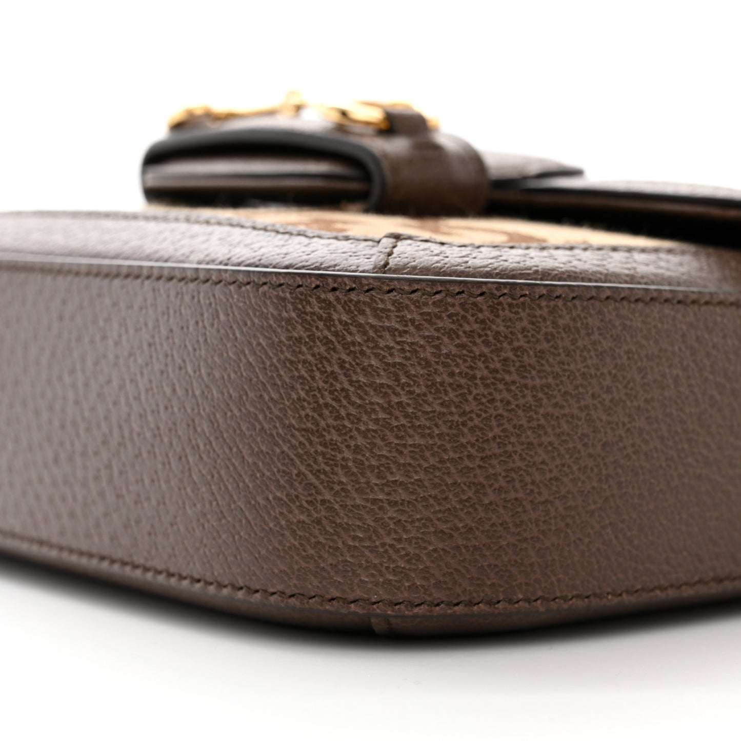 Monogram Jumbo GG Textured Dollar Calfskin Web Mini Horsebit 1955 Shoulder Bag Camel Ebony New Acero