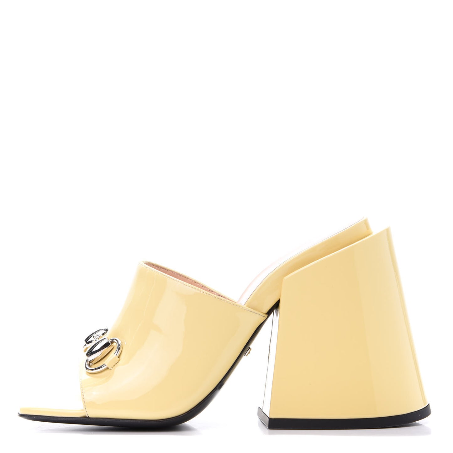 Patent Lexi Horsebit High-Heel Slide Sandals 36 Burro