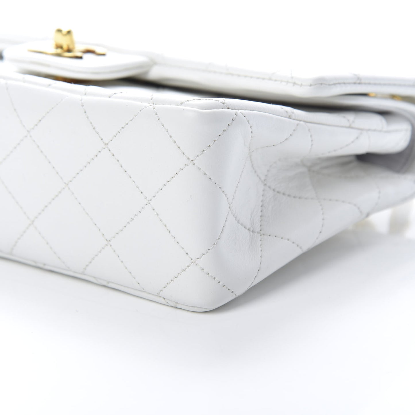 Lambskin Quilted Small Double Flap White